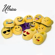 Emoji Pantoufles Bande Dessinée Douce Chaud En Peluche Pantoufle Expression Hommes Femmes Pantoufles Printemps/Automne/Hiver Maison Chaussures 15 Styles Ulrica