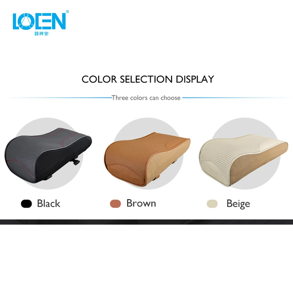 Best LOEN 1PCS Soft Thick Memory Foam Car Center Console Armrest Cushion Genuine Leather Armrest Cover Protector Black Brown Beige