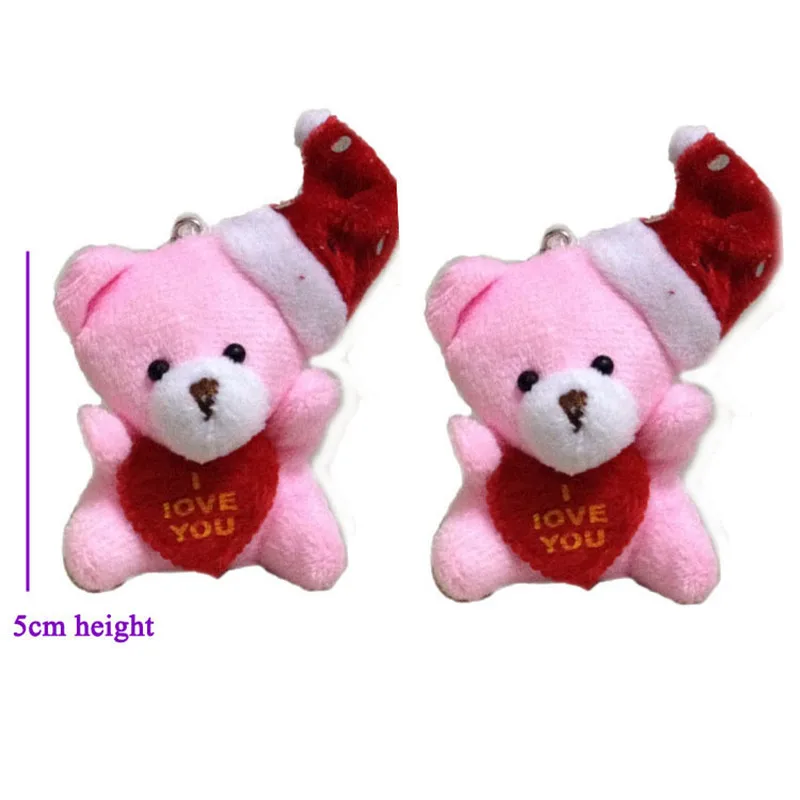 5cm 50pcs Christmas Bear Plush Toys I Love You Letter Bear Dolls Love Heart Sitting Bears Xmas Home Tree Decor Gift  (4)