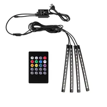 4 шт. DC12V Атмосфера декоративные лампы Комплект гибкая USB салона RGB 9 Светодиодные ленты свет авто музыка дистанционного Управление