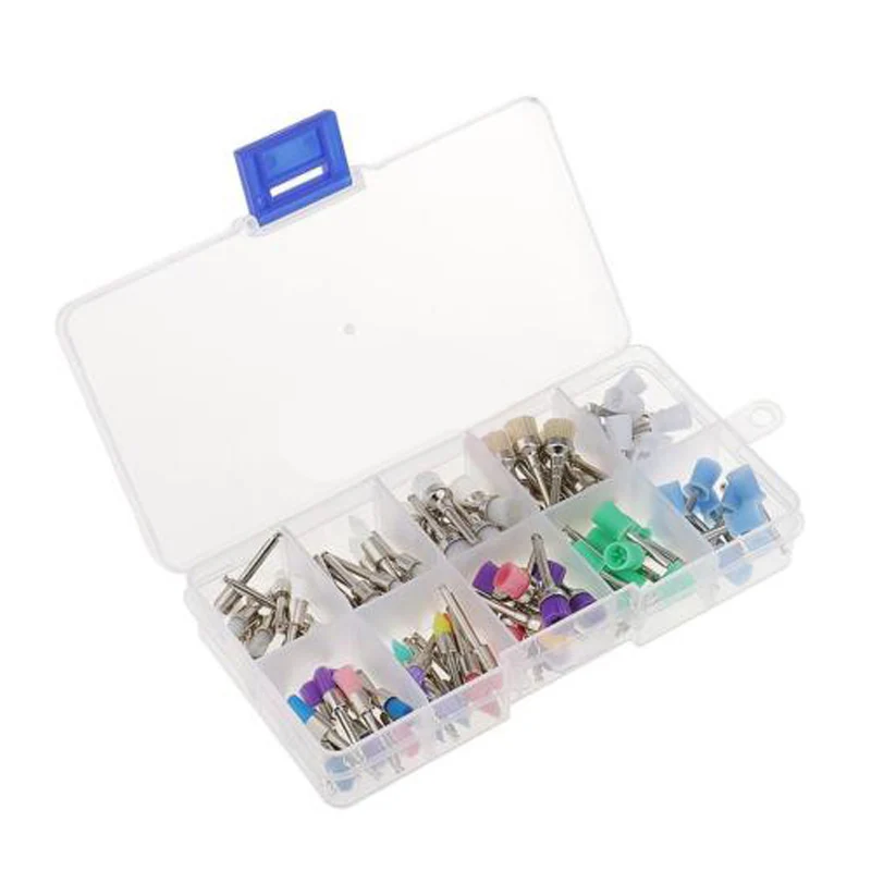 New 100pcs Dental Prophy Brushes Cups Kit Mixed Color Nylon Latch Flat