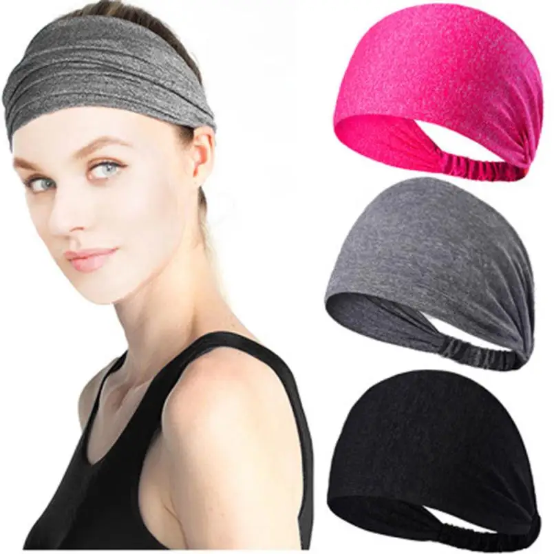 

Women Elastic Sport Headband Fitness Yoga Sweatband Outdoor Gym Running Tennis Basketball Wide Hair Bands 0815
