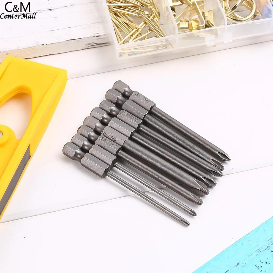 

PH2/ 75mm 1/4 Inch Hex Shank Magnetic 8cs/Set PH1/PH0 Screwdriver Bit Tip Set