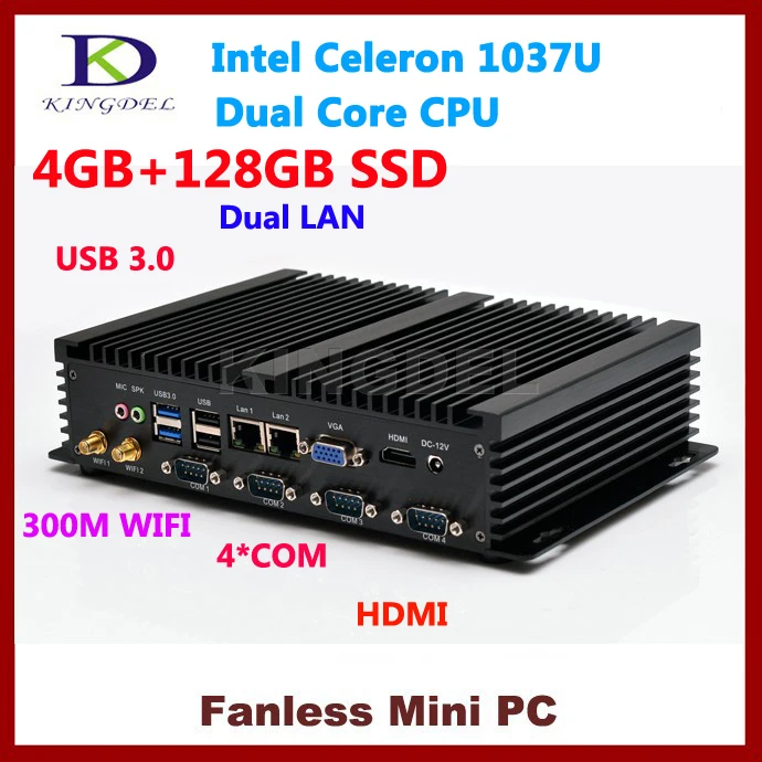  Thin Client Could computer 4GB RAM 128GB SSD Intel Celeron 1037U Dual core CPU,2*1000M LAN,4*COM, 2*USB 3.0, 300M WiFi,HDMI 