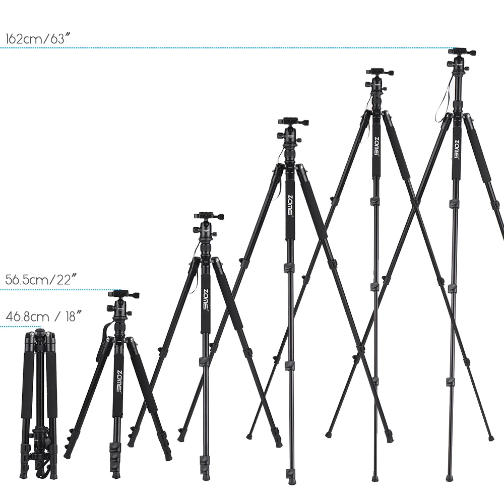 ZOMEI Q555 Профессиональный Камера штатив 6" легкий Алюминий путешествия Портативный Камера штатив-Трипод с шаровой головкой с пластиной быстрого крепления