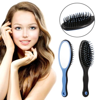 

Female New Portable Travel Hair Massage Comb with Mirror Pocket Size Anti-static Hair Combs