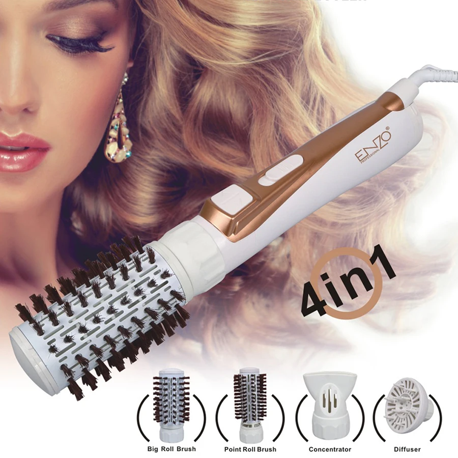 

ENZO Electric Rotating Hair Dryer Brush Professional 4 in 1 Multifunctional Hair Dryer Comb Curling Hair Straightener Hair