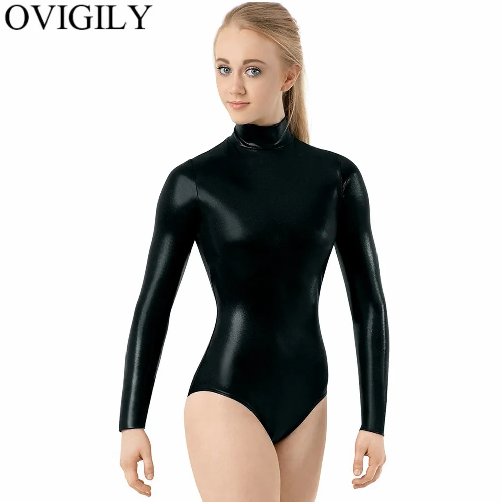 Ballet Leotard Dance Leotard Silver Metallic Dance Leotards Bodysuits Women High Neck Ballet Leotards Unitard Girls Black Gymnastics