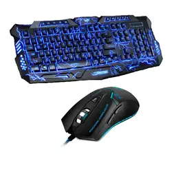 Фиолетовый/синий/красный светодиод Дыхание Подсветка Pro Gaming Комплекты клавиатура-мышь USB проводной полный ключ 3200 точек/дюйм