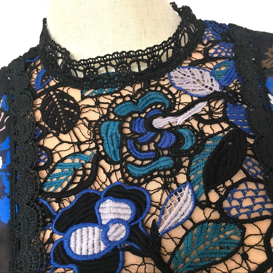 Женское платье с длинным рукавом кружевное мини цветочной вышивкой|vestido vestido de