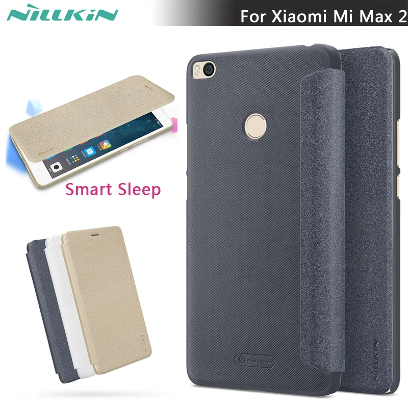 

for Xiaomi max2 Nillkin Sparkle Smart Sleep Leather Flip Cover Case For Xiaomi mi max 2 6.44 inch Smart wake up cases