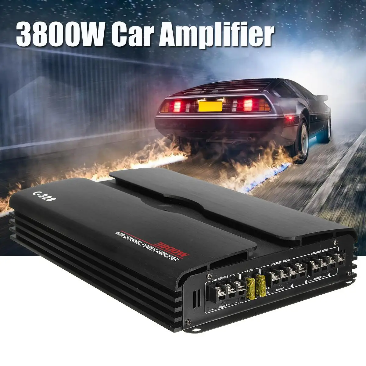 

KROAK 3800W Aluminum Alloy Car Audio Power Amplifier 4 Channel Black Stereo Speaker
