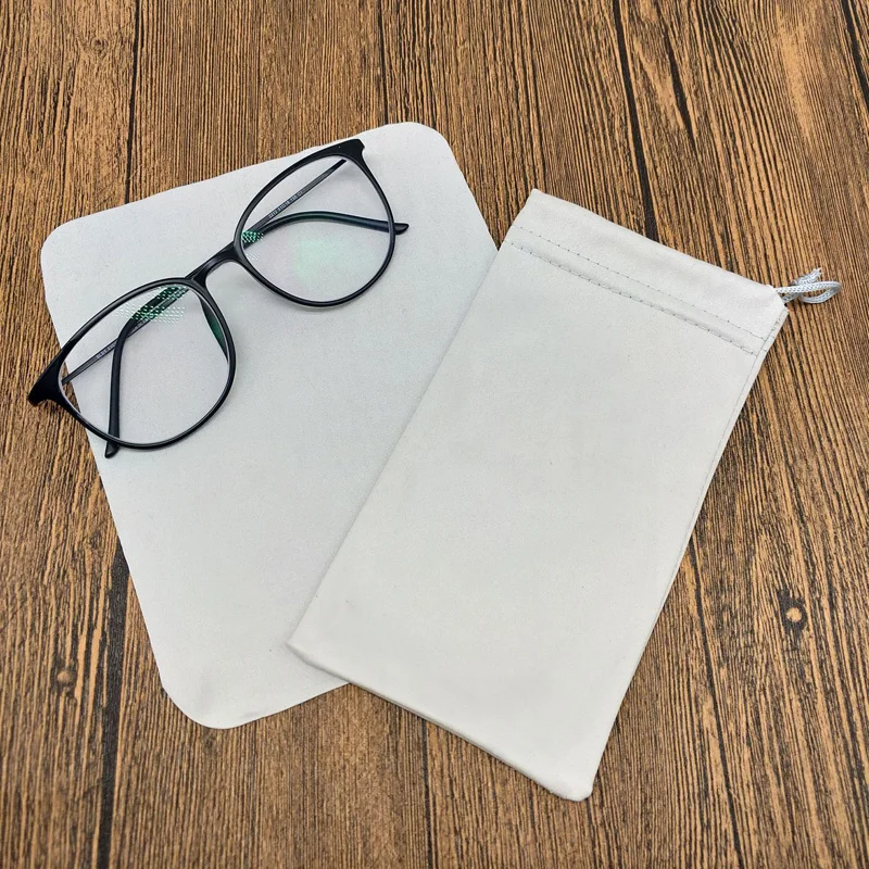 

100PCS Gray Glasses Pouch Sunglasses Bags Glass Cloth Drawstring Glass Bag Custom Logo