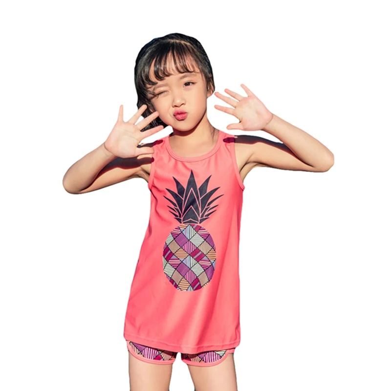 

Little Girls Kids Two-Piece Tankini Swimsuit Children's Split Swimsuit Swimming Suit Girls Kids Top and Pants Suit Swimwear