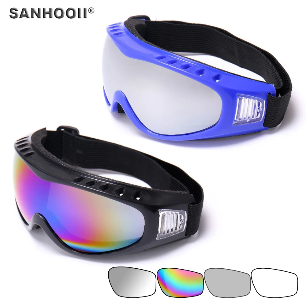 

Motorcycle Dustproof Ski Snowboard Sunglasses Goggles Lens Riding Motocross Glasses Windproof Offroad Black Blue Color Frame