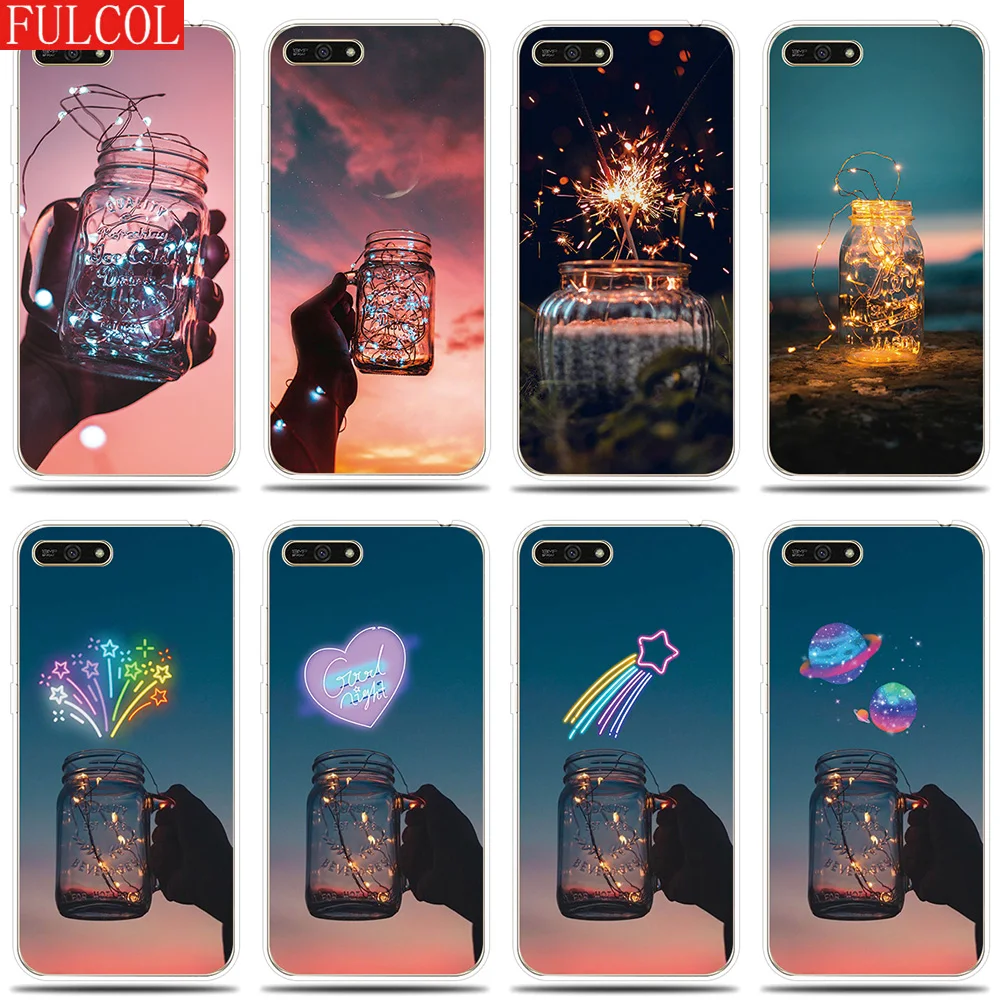 

Silicone Case for Huawei Honor 5A 6X 7X 7A 7C 7S 8C 8X Cover Glowing Bottles Patterned Couqe for Honor 8 9 10 Lite Phone Case