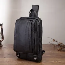 Мужская Повседневная модная дорожная треугольная нагрудная сумка из натуральной кожи, черный дизайн, 10 дюймов, сумка для планшета на одно плечо, мужской рюкзак 3080-3