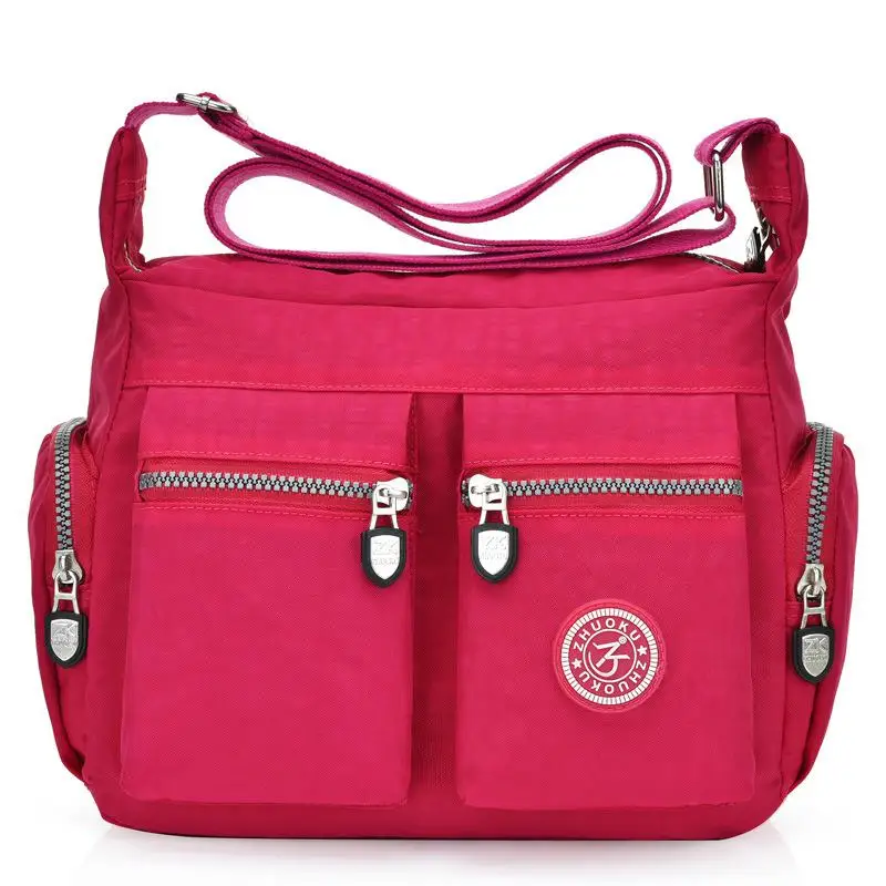 Новинка, водонепроницаемые сумки через плечо и через плечо, нейлоновые модные сумки через плечо для путешествий, женская сумка-мессенджер - Цвет: Ярко-розовый