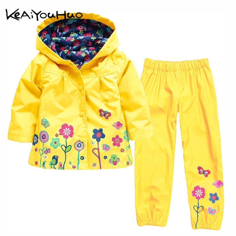 

KEAIYOUHUO Autumn Winter Kids Clothes Windbreak Waterproof Boys Sets Raincoat Jackets+Pant Girls Sport Suit Children Clothing
