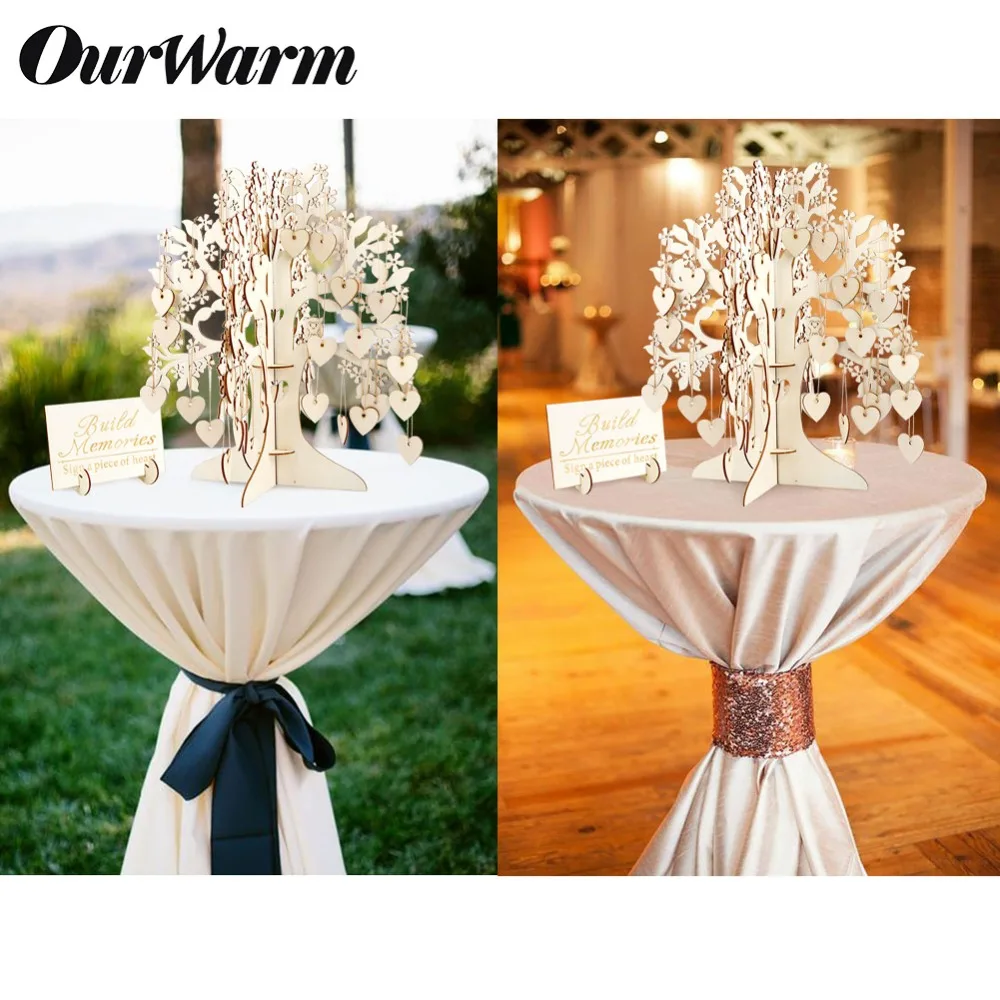 

OurWarm Wooden Wedding Guest Book Tree Heart Signature DIY Guest Book Sign Family Tree Decor Bridal Shower Baby Shower Birthday
