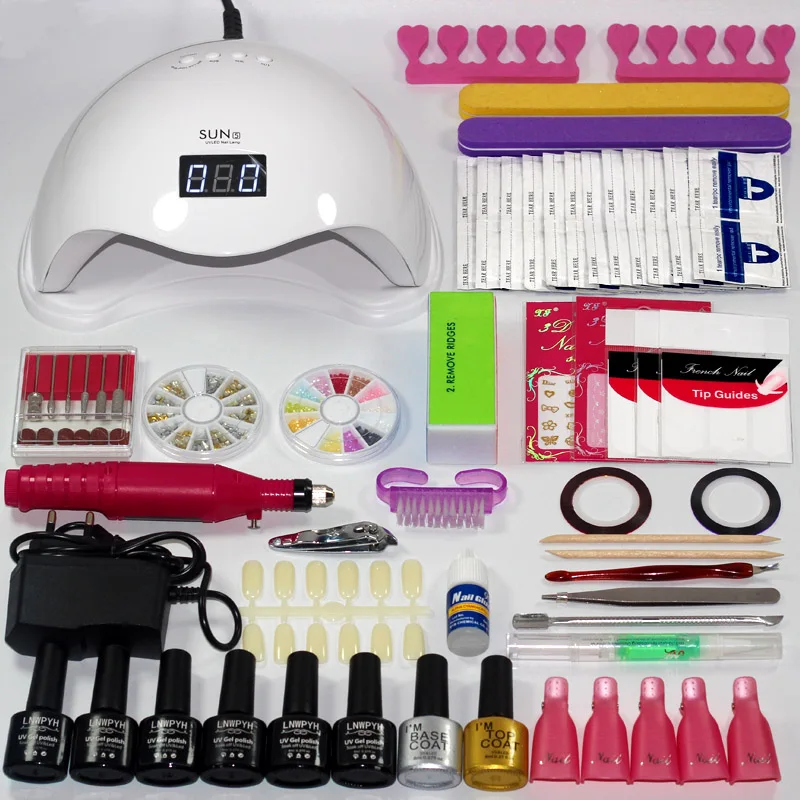 

48W/36W Nail uv led lamp Set for Nail UV Gel Manicure Kit choose 6 Colors Gel Polish Electric Manicure Handle kit