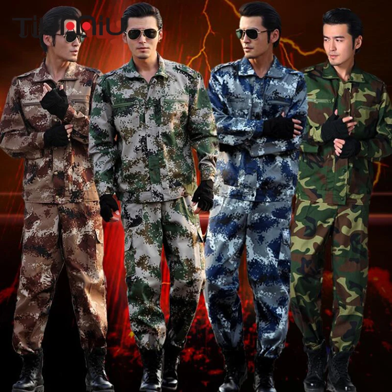 Военная форма для мужчин женщин унисекс школьников Открытый Военная Униформа Training костюмы камуфляж комплект смешанные цвета высокое