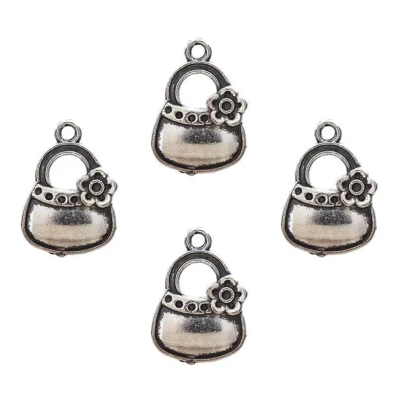 Buy 10pcs Antique Silver Bag Charms Zinc Alloy Metal