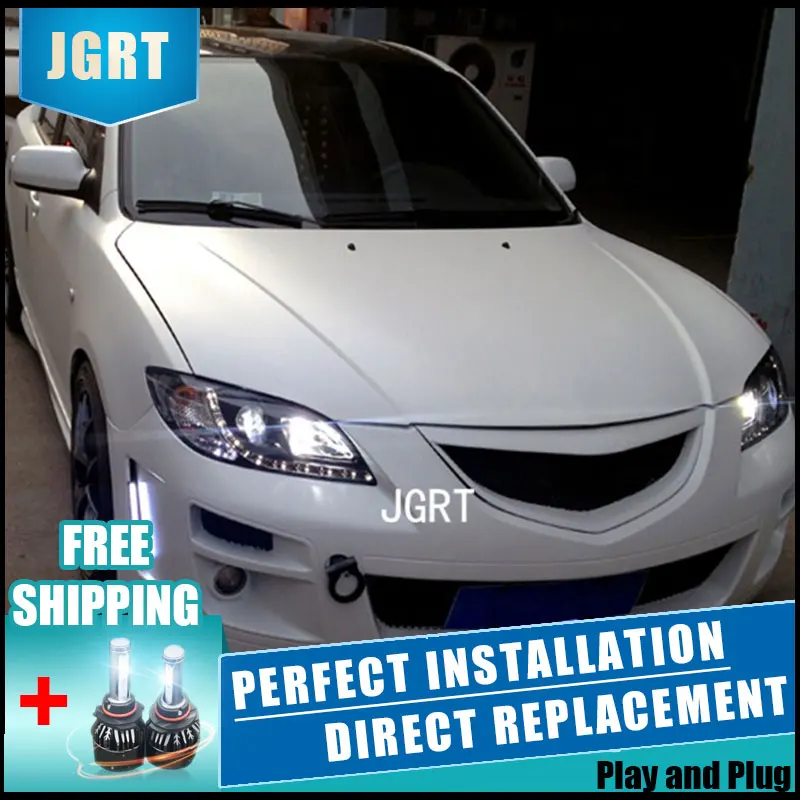 Стайлинг автомобиля сборка фар 2006 2012 для Mazda 3 DoubleU Angel Eye СВЕТОДИОДНЫЙ DRL Объектив