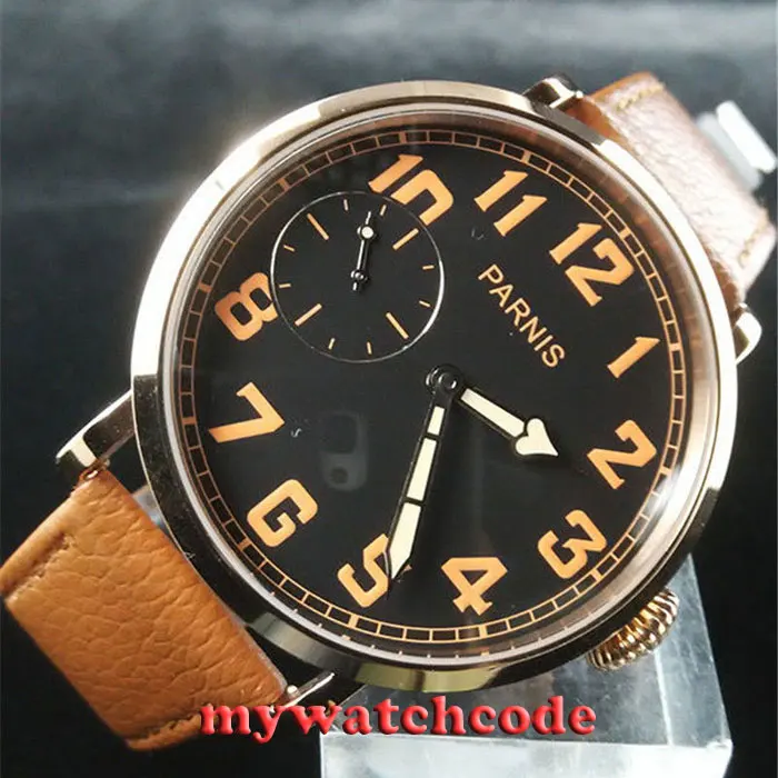 46mm parnis black dial Rose Gold 17 jewels 6497 hand winding mens watch P405 46mm parnis black dial Rose Gold 17 jewels 6497 hand winding mens watch P405