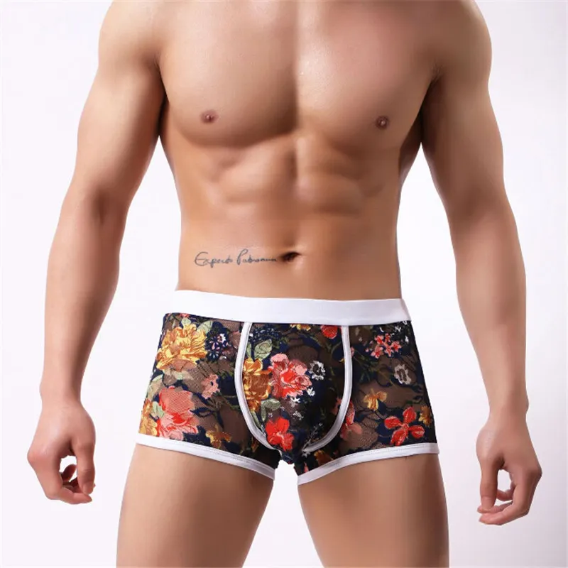 

2019 New Lace Men Underwear Men Shorts Underwear Male Fashion Underpants Breathable Male Sexy Underwear M L XL XXL