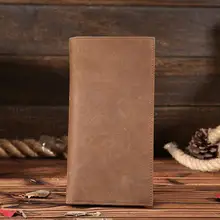 Мужской кошелек из натуральной кожи Длинный классический кошелек большая вместительность Crazy Horse кожаные мужские кошельки