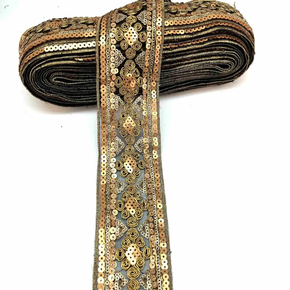 

10 Yards Sequins Embroidered Lace Trim DIY Clothing Sew on Accessories Water Soluble Embroidery Flower Lace Ribbons