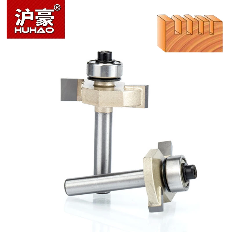 HUHAO 2pcs/lot 1/4&quot Rabbeting Bit With Bearings Woodworking Tool T Type Wood Milling Cutter Router Bits For | Инструменты