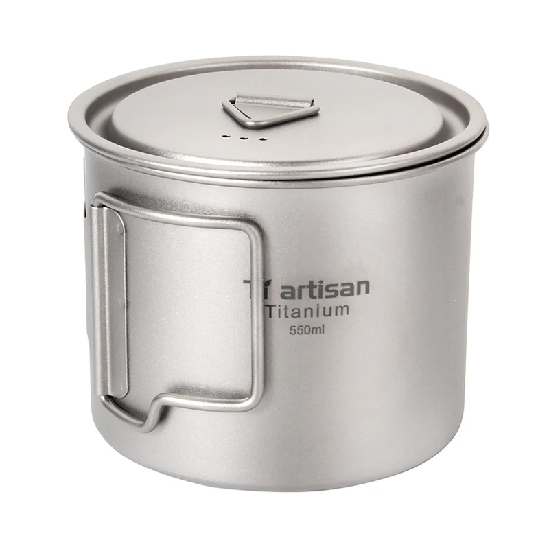 Tiartisan de titanio puro 550 ml Camping al aire libre de la olla de agua taza de té tazas de café mochila utensilios de cocina Ta8310