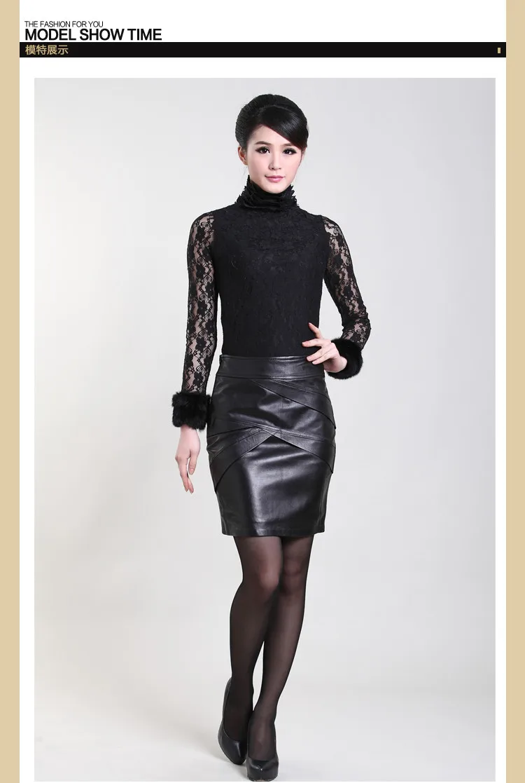 

Svadilfari New Fashion 2018 Genuine Leather Skirts Elastic Dropped Sexy Knee-length Bodycon Pencil Skirt For Women Black