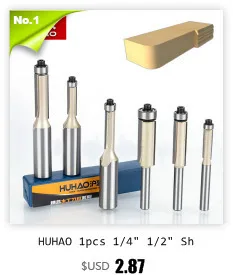 HUHAO 1pc Bearing Flush Trim Router Bit for wood 1/2" 1/4" Shank straight bit Tungsten Woodworking Milling Cutter Tool