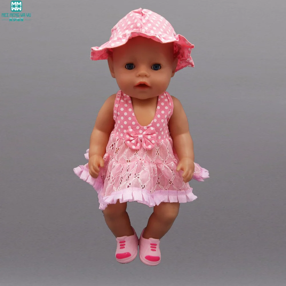 clothes for dolls fits 43 cm Baby Born zapf baby doll accessories Pink hanging neck skirt