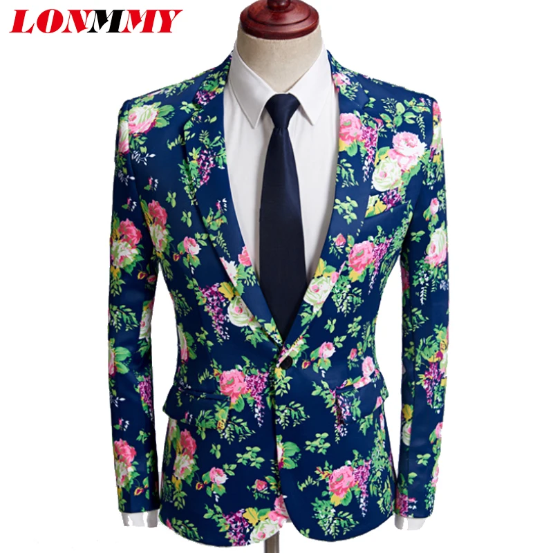 

LONMMY wedding suits for men Floral blazer men suits casual slim fit blazer men stage flower tuxedos Formal Wear clothes jacket