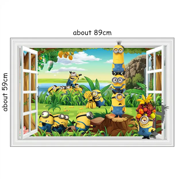 Aliexpress.com : Buy 3 Minions climb window anime wall decals blue Sky ...