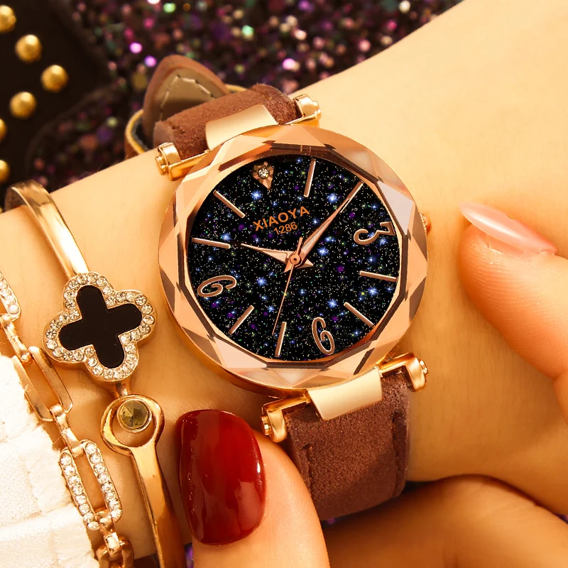 

Exquisite Ladies Watch Starry Sky Female Leather Quartz Wrist Watch Elegant Women Watches Bracelet Watch Montre Femme 2019