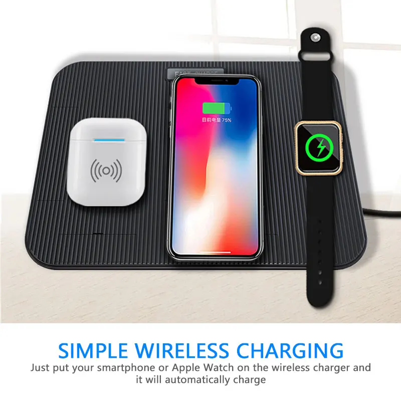 3 в 1 Беспроводное зарядное устройство для Apple iPhone 8 X Xr XS Max Watch зарядный кронштейн