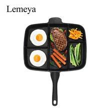 Großhandel Friteuse Pfanne-Stick 5 in 1 Pfanne Unterteilt Grill Braten Backofen Mahlzeit Pfanne 15 “Schwarz