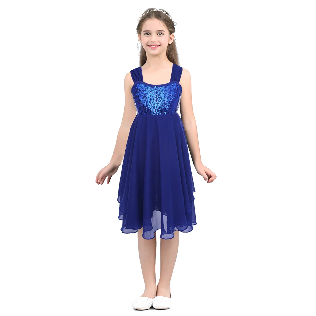 Для детей, для профессиональных занятий балетом, танцами трико балерины платья балетное платье с пайетками для девочек Одежда для спортивной гимнастики костюмы с пачкой - Цвет: Blue