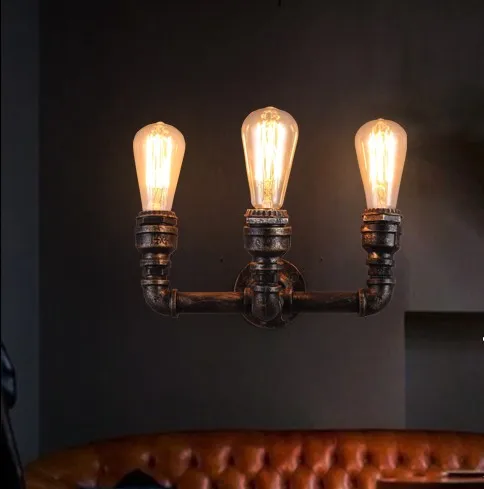 American Loft Style Industrial Vintage Wall Light Fixtures For Home Water Pipe Lamp Edison Sconce Lighting Lampara Pared | Лампы и