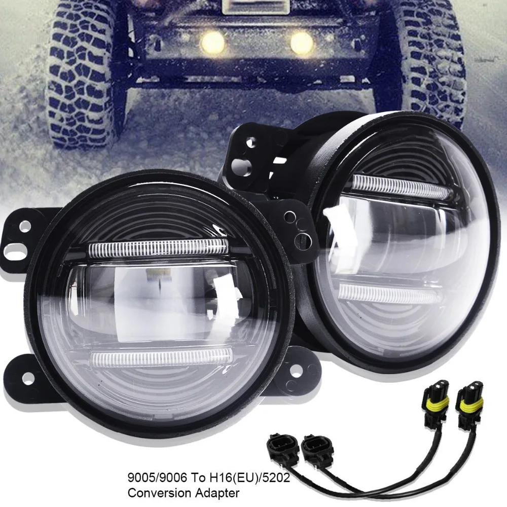 4 inch Projector LED Fog Lights Offroad Lamps Front Bumper Driving Fog Lights with White DRLin