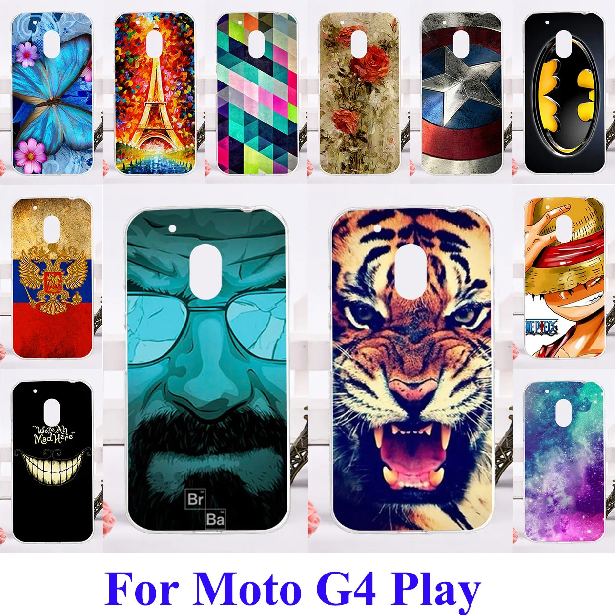 

Anunob Hard PC Soft TPU Case For Motorola Moto G4 Play Cover Painted Skin Case Shell XT1604 XT1602 XT1600 XT1601 XT1603 XT1607