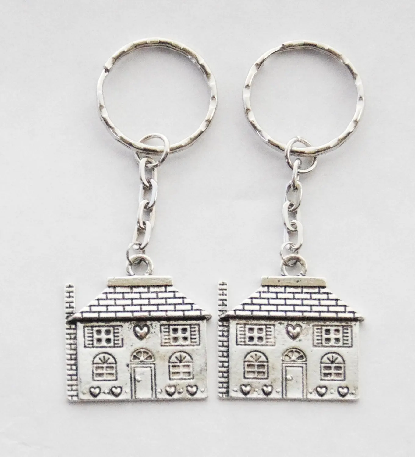 

2 House Keychains, Set Of 2 New Home Keychains, First House Keychain, Realtor Gifts, Real Estate Agent Keychain