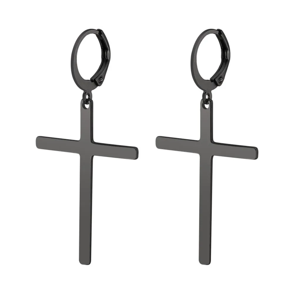

Fashion women earrings in jewelry Korean titanium steel vintage men cross drop earrings pendants female gifts for male