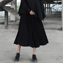 SuperAen/Новинка года; сезон осень-зима; Женская плиссированная юбка с эластичной резинкой на талии; повседневные женские однотонные юбки; Модная европейская юбка