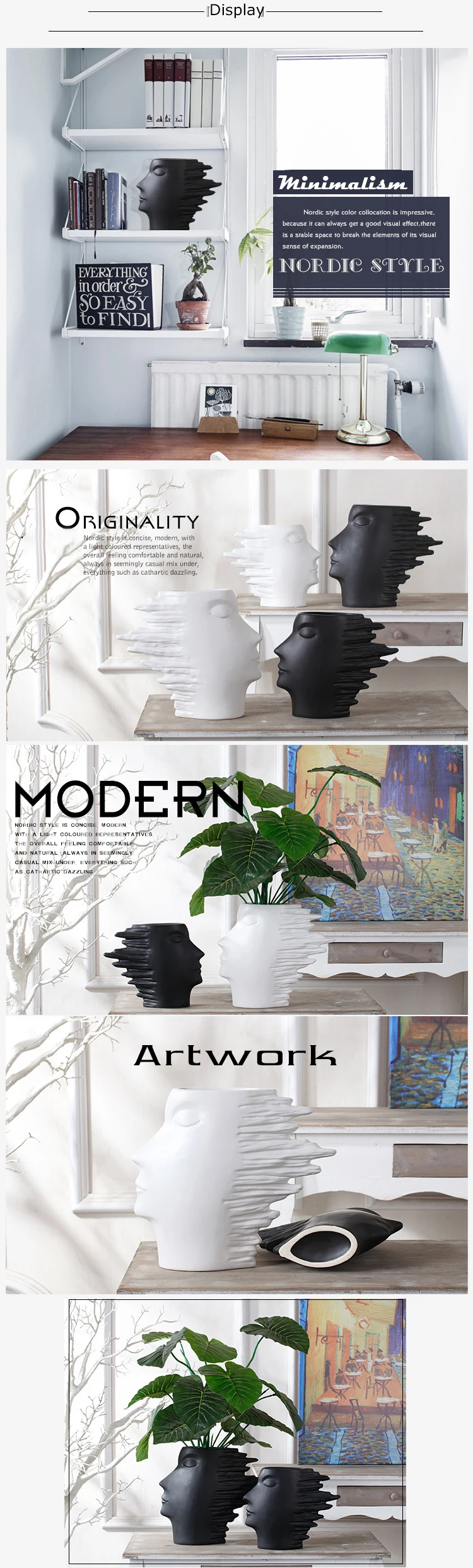1 шт. минимализм абстрактная белая керамическая головка, модель вазы, статуэтки в скандинавском стиле, украшение для домашнего интерьера, керамические украшения